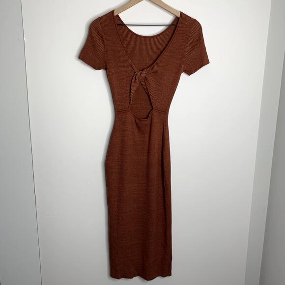 Naadam Reversible Cashmere Blend Ribbed Twist Dress Size Small - Picture 3 of 13